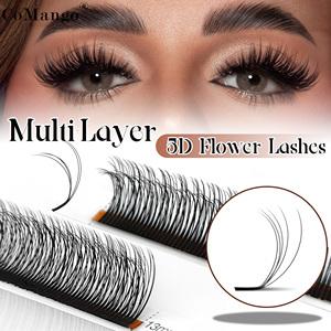 Extensions de cils CoMango double couche 5D en gros, naturelles et douces, forme 5DW, volume effet fée fleurie - Product Image 1