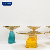 Salon circulaire moderne et simple appartement hôtel table d'appoint en verre ensemble de table basse table d'appoint transparente