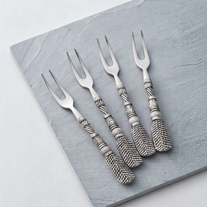 Ensemble de fourchettes classiques en argent bicolore avec design de manche torsadé pour des dîners élégants et des occasions spéciales - Product Image 1