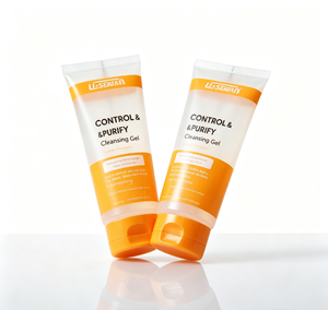 <span class=keywords><strong>Tube</strong></span> souple PE pour nettoyant, impression personnalisée, bouchon à clapet orange intégré, double taille, pour lavage du visage, lotion corporelle, emballage cosmétique OEM - Product Image 1
