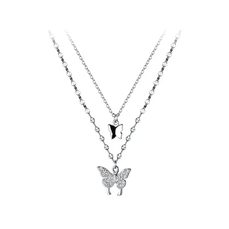 double diamond leaf vogue jewelry gold butterfly necklace for women
