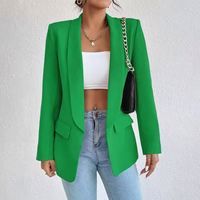 Veste de printemps pour femmes manteaux de survêtement solide costume décontracté col polo manches longues bureau dame Blazers