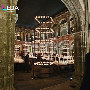 LEDA Décoration de mariage : Porte-bougie carré noir en métal, support de bougie en grille de fer, accessoires décoratifs muraux pour événements - Product Image 4