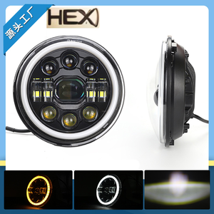 7 pouces 110w phare voiture LED lampe de course yeux d'ange coloré Halo DRL 12V 24V pour Jeep Wrangler JK <span class=keywords><strong>Lada</strong></span> 4x4 <span class=keywords><strong>Niva</strong></span> hors route - Product Image 2
