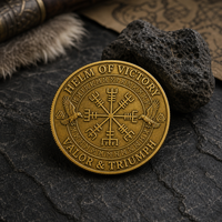 Pièce de monnaie commémorative personnalisée en laiton antique avec relief 3D, culture viking nordique, mythologie nordique, pour récompense d'événement