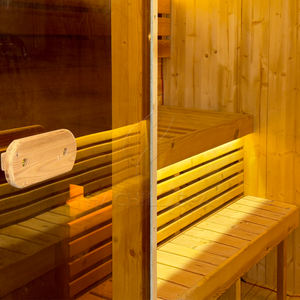 Hachillspa Luxury Cube Sauna Room Porte en verre pleine longueur Construction en <span class=keywords><strong>bois</strong></span> massif Capacité de 4 à 6 personnes Sauna Poêle Garden Resort - Product Image 5