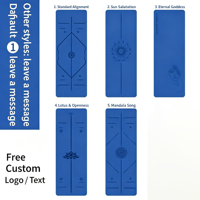 Tapis de yoga Mandala en PU antidérapant avec lignes d'alignement pour Pilates, usage domestique et en studio, vente en gros, OEM, personnalisation en usine