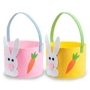 Pasen Manden Voor Kids Lege Vilt Bunny Mand Pasen Decor Eieren Snoep Geschenken Opslag