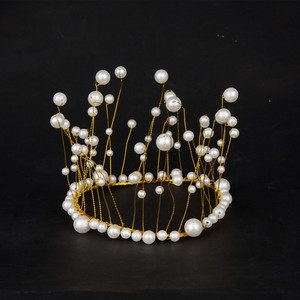 Tassel Crown Cake Ornament Pearl <b>Decor</b> Round Birthday Party Wedding Cake Accessories - Product Image 2