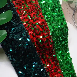 Nastro natalizio colore rosso verde design di lusso tessuto con paillettes nastro con fiocco per capelli color bling nastro con paillettes da 75mm con paillettes