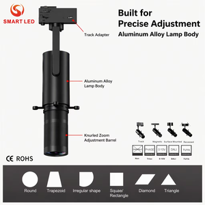 ไฟสปอตไลท์ติดรางแบบใหม่ โลโก้โกโบ โปรไฟล์เฟรม ตัดแสงตามรูปทรง 10W 15W 20W 30W 35W  ไฟ LED สปอตไลท์ติดราง สวิตช์ปรับรูปทรงได้หลายแบบ - Product Image 3