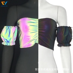 Gradient Ma Thuật Màu Phản Quang Căng Vải Dải Đầy Màu Sắc Phản Quang Dệt Kim Vải Cho Xe Chỉ Đạo Wheel Bìa - Product Image 5