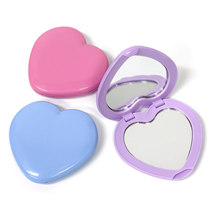 Hot bán hình trái tim nhỏ gọn gương <span class=keywords><strong>mini</strong></span> tim đôi Mặt gấp gương nhựa Pocket gương - Product Image 1
