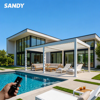 Pergola en aluminium motorisée avec télécommande, toit imperméable, panneau solaire, jardin, cuisine