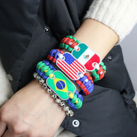 Bracelet à breloques avec drapeau de pays carré, Bracelet tressé en paracorde, pour Fans de Football, cadeau de Promotion, Souvenirs, Bracelet d'évasion en plein air