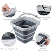 Seau pliable carré en silicone et plastique de 10 L, gain de place, pour le nettoyage domestique, seau pliable de 20 litres