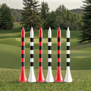 Direct usine IGESON HYT-02 Tees de golf en bambou écologiques de 70 mm à rayures colorées, porte-balles, personnalisables, de haute qualité - Product Image 1