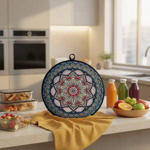 Bolsa Redonda para <span class=keywords><strong>Pizza</strong></span> Reutilizable - Bolsa Térmica Plegable para Entrega de <span class=keywords><strong>Pizza</strong></span> y Picnic, Diseño Boho Mandala de Doble Cara - Product Image 3