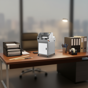 Guillotine hydraulique électrique, largeur de coupe de 18 pouces, épaisseur de 60 mm, coupe-papier infrarouge programmable, équipement de bureau - Product Image 2