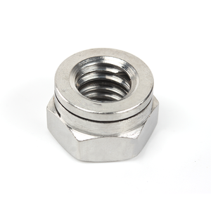 Mur baut pengunci otomatis baja tahan karat NF E 25-411 304 A2-70 serba logam, mur pengunci heksagonal berlubang ganda, mur pengunci heksagonal alur ganda - Product Image 1