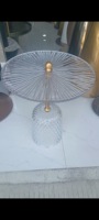 Meubles de salon Table d'appoint en verre cristal Table à armature en métal inoxydable Basse Or Tables d'extrémité rondes en marbre de luxe modernes