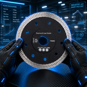 <span class=keywords><strong>ใบ</strong></span>เลื่อยเพชรแบบกดร้อนบางพิเศษ K Turbo ขนาด 115/125 มม. สำหรับตัดกระเบื้องเซรามิก ออนิกซ์ บะซอลต์ พร้อมขอบโค้งมน ดีไซน์แกนสมดุล - Product Image 1