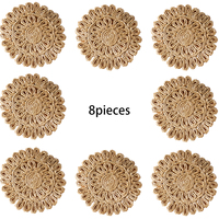 Décoration de table en macramé, set de sets de table bohèmes faits à la main, combinaison de tapis de table tissés en paille de maïs naturelle pour table à manger, cuisine