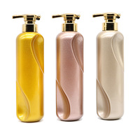 Bouteille de gel douche ronde de luxe Yueshunxing 500 ml en or rose, flacons cosmétiques vides en plastique avec pompe pour lotion et shampoing, vente en gros