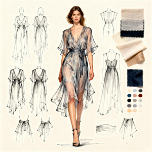 高品質でシンプルな夏のプラスサイズ女性用プリーツVネックカスタムシフォンドレスブランド未定義ベスト衣料品メーカー - Product Image 1