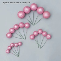 Décorations de gâteau en fausses boules de mousse de tailles variées (2cm, 2.5cm, 3cm, 4cm) – 20 pièces – Noir, Or, Argent, Rose – Boules pour gâteaux d'anniversaire et de Noël