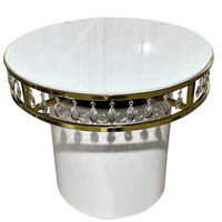 Cadre rond de luxe en acier inoxydable avec dessus en verre centres de table de mariage table à gâteau décorative pour meubles de salle à manger et de bar