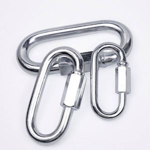 Outdoor Safety Screw <b>Locked</b> Iron Plated Portable Eco-Friendly Quick Link Oval <b>Thread</b> Carabiner for Chain Connector - Product Image 1