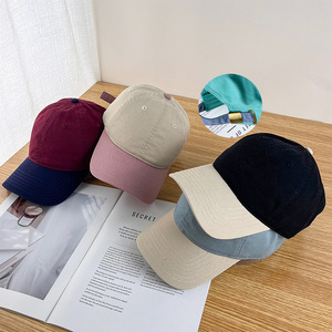 Casquette <span class=keywords><strong>de</strong></span> baseball bicolore en coton lavé à basse quantité minimale <span class=keywords><strong>de</strong></span> commande d'expédition rapide, chapeau <span class=keywords><strong>de</strong></span> <span class=keywords><strong>papa</strong></span> uni doux et non structuré pour hommes et femmes - Product Image 5