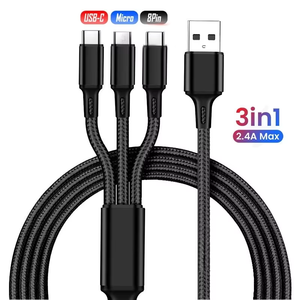 A buon mercato più cavo di ricarica Multi cavo di ricarica rapida in Nylon cavo intrecciato USB 3 in 1 Multi telefono cavo di ricarica con tipo C Micro - Product Image 2
