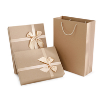 Ensemble de boîtes cadeaux rigides en papier personnalisables, plusieurs tailles, avec nœud en ruban de satin, impression couleur personnalisée disponible pour les cadeaux de mariage