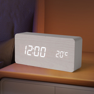 Reloj Despertador Digital de Madera con Control por Voz, Temperatura, LED Inteligente, Reloj de Mesa, Fabricante de Relojes de Madera para Dormitorio, Decoración para el Hogar - Product Image 3