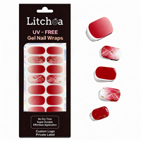 Enveloppes d'ongles en gel de résine rose poudré romantique SANS UV avec feuille de marbre doré brillante et imperméable pour salons de mariée