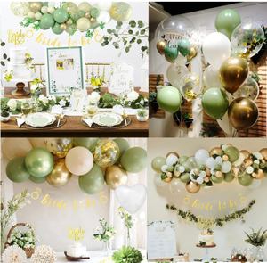 Palloncini di coriandoli in lattice verde oro ghirlanda ad arco e sposa per essere striscioni tappi per torta velo per feste nuziali - Product Image 2
