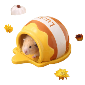 Nid en céramique pour hamster de style pot à miel artistique, abri confortable pour hamsters syriens et <span class=keywords><strong>Roborovski</strong></span>, lavable - Product Image 1