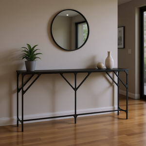 Mesa de consola 70,9 "x 9,1" x 29,5 "Madera de ingeniería negra - Product Image 2