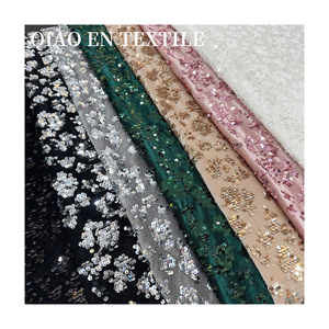 Ánh Sáng Sang Trọng 120gsm Dệt Kim Đồng Bằng Vải Cotton Nặng Thủ Công Nhung Sequin Thêu Thoáng Khí Cho Boys' Tops Qipao Dresses - Product Image 5