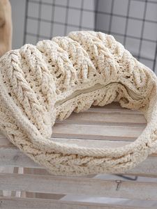 Japanese Style Vintage Women Crochet Chunky Braid Clutch Popular Knitted Twist Pattern Soft Solid Color Durable Underarm Handbag - Product Image 4