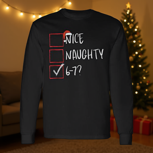 T-shirt à manches longues Nice Naughty 67 Gen Alpha Meme Christmas List - Product Image 3