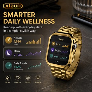 Montre connectée haut de gamme XTAURI, cadran de 40 mm, boîtier épais plaqué or, lumineux, haute qualité, <span class=keywords><strong>assistant</strong></span> vocal IA, <span class=keywords><strong>Android</strong></span> - Product Image 2
