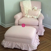 Chaise de maquillage individuelle Yicheng style vintage, dossier haut, avec bordures de jupe de princesse couleur crème, pour salon