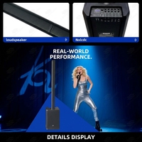 Haut-parleur colonne bi-amplifié DSP classe D, woofer néo 12 pouces, 400W+150W RMS, 130dB SPL, grille en plastique et acier, prise XLR, enceinte de scène