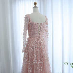 Jancember ชุดราตรี SZ353มีเอกลักษณ์สีชมพูชุดนางเงือกแขนยาวประดับไข่มุก - Product Image 6