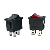 Interrupteur de voiture SUDA KCD1-104 personnalisé industriel 4P DPST à bascule à verrouillage ON-OFF en plastique et cuivre 250V IP40 6A Noir 10000