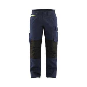 BLAKLADER - 149513308633D112 Pantalones de servicio con elástico Azul marino oscuro/Amarillo-PANTALÓN DE TRABAJO EAN 7330509893470 - Product Image 1