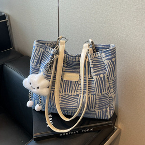 2026 New Fashion Canvas Tote <b>Bag</b> Women's Large Capacity Zipper Closure Shoulder <b>Bag</b> Casual Niche <b>Work</b> Handbag - Product Image 1
